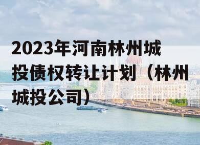 2023年河南林州城投债权转让计划（林州城投公司）