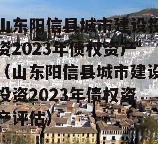 山东阳信县城市建设投资2023年债权资产（山东阳信县城市建设投资2023年债权资产评估）