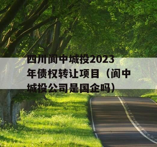 四川阆中城投2023年债权转让项目（阆中城投公司是国企吗）